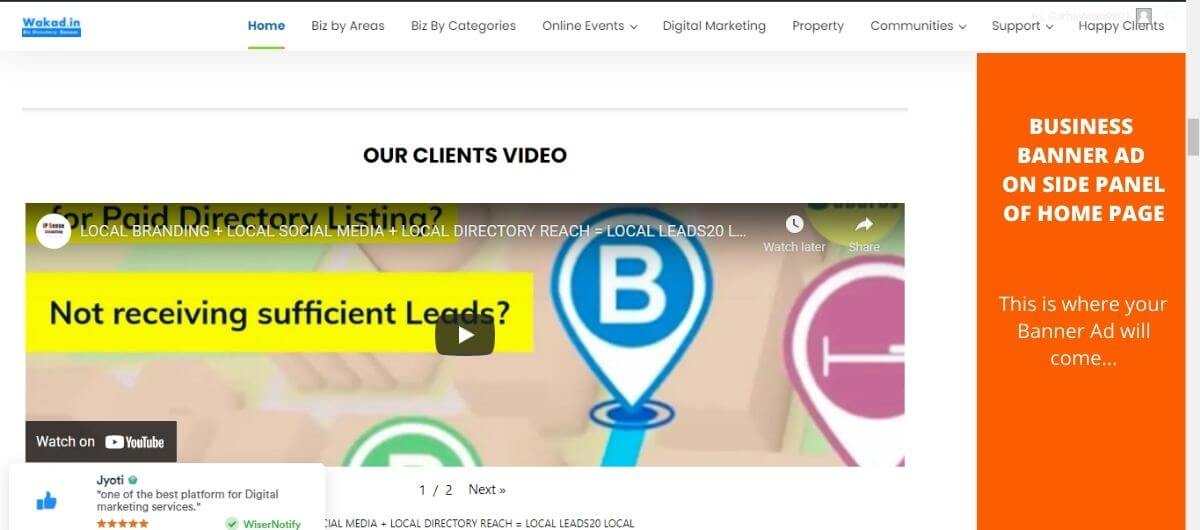 BUSINESS BANNER AD ON SIDE PANEL OF HOME PAGE BUSINESS BANNER AD ON SIDE PANEL OF HOME PAGE |