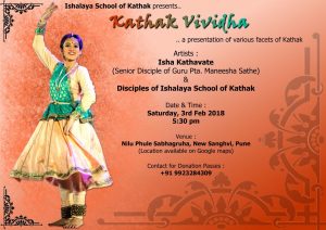 Kathak Vividha by Isha Kathavate – at New Sangvi, Pune | kathak wakad Kathak Vividha by Isha Kathavate – at New Sangvi, Pune |